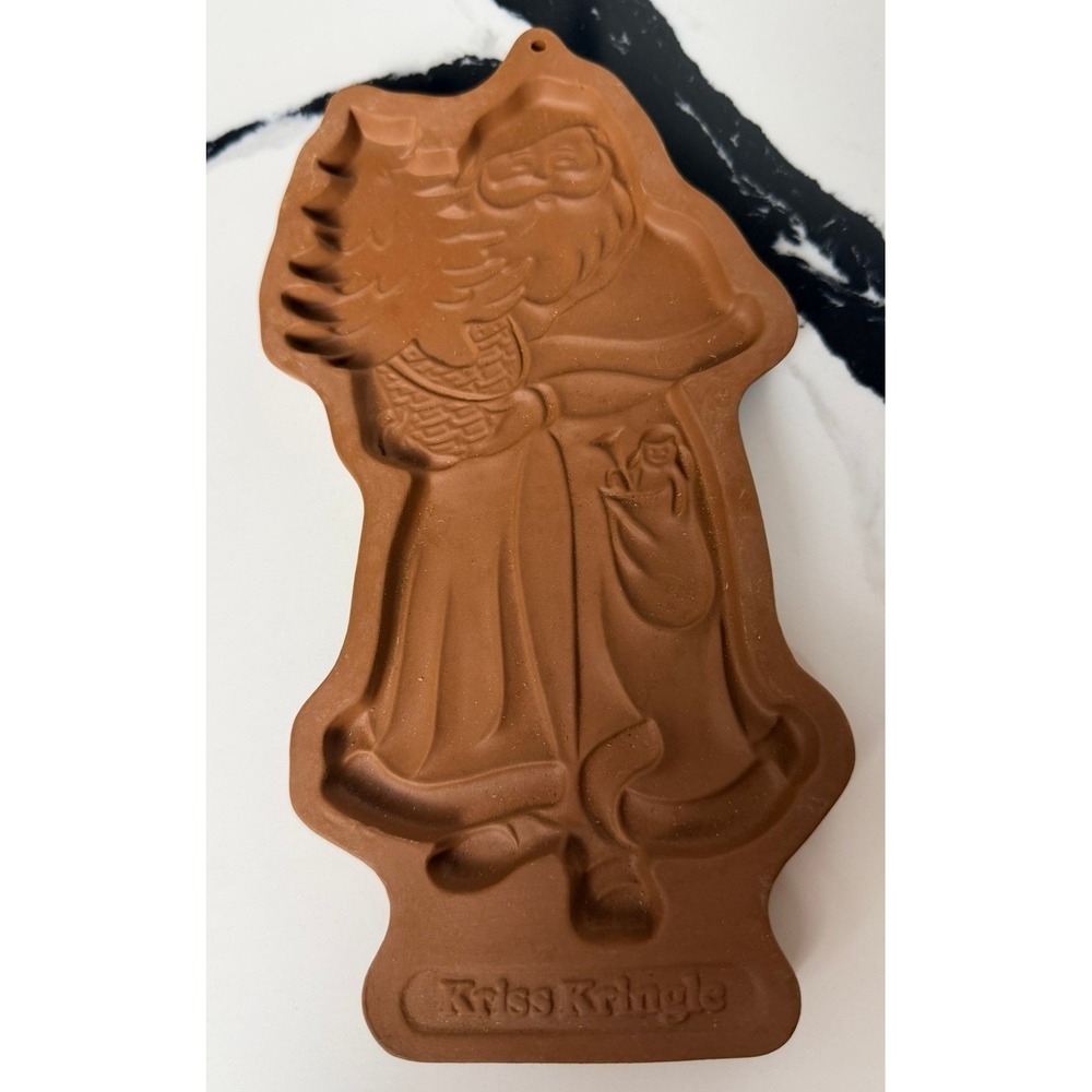 Longaberger Pottery Kriss Kringle Christmas Cookie Mold 1991 Terracotta Vintage